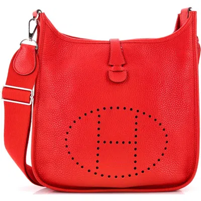Pre-owned Hermes  Hermes Evelyne Bag Gen Iii Clemence Pm In Red