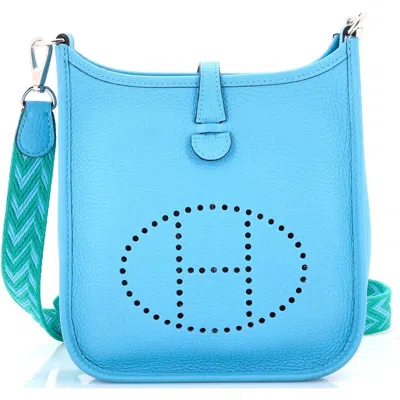 Pre-owned Hermes  Hermes Evelyne Bag Gen Iii Clemence Tpm In Blue