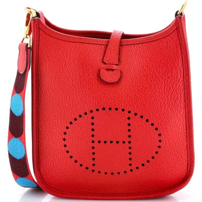 Pre-owned Hermes  Hermes Evelyne Bag Gen Iii Clemence Tpm In Red