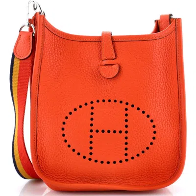 Pre-owned Hermes  Hermes Evelyne Bag Gen Iii Clemence Tpm In Orange