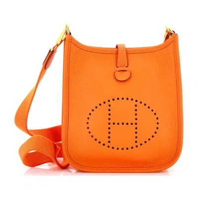 Pre-owned Hermes  Hermes Evelyne Bag Gen Iii Clemence Tpm In Orange