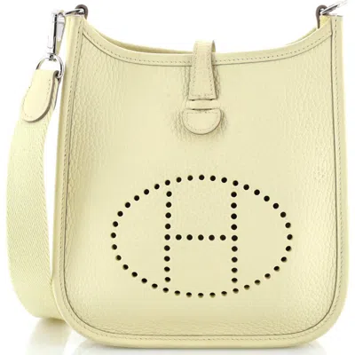 Pre-owned Hermes  Hermes Evelyne Bag Gen Iii Clemence Tpm In White