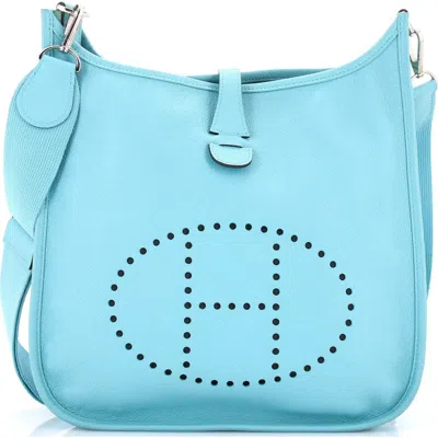 Pre-owned Hermes  Hermes Evelyne Bag Gen Iii Epsom Pm In Blue