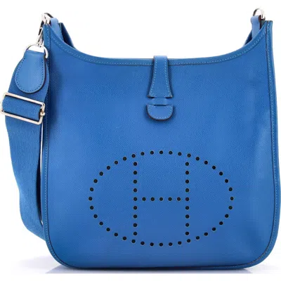 Pre-owned Hermes  Hermes Evelyne Bag Gen Iii Epsom Pm In Blue
