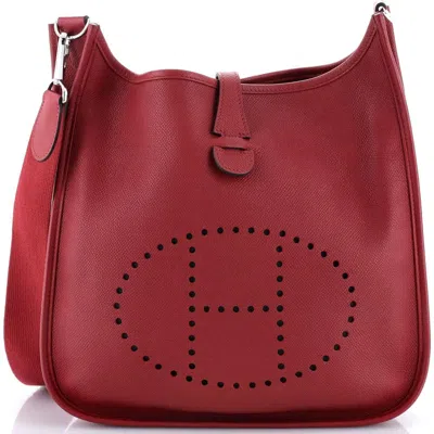 Pre-owned Hermes  Hermes Evelyne Bag Gen Iii Epsom Pm In Burgundy