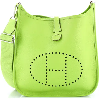 Pre-owned Hermes  Hermes Evelyne Bag Gen Iii Epsom Pm In Green