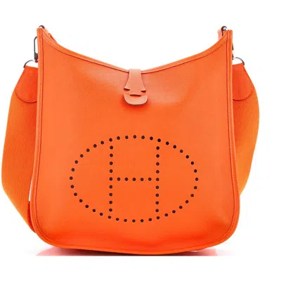Pre-owned Hermes  Hermes Evelyne Bag Gen Iii Epsom Pm In Orange