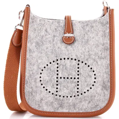 Pre-owned Hermes  Hermes Evelyne Bag Gen Iii Felt Tpm In Gray