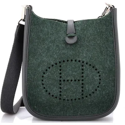 Pre-owned Hermes  Hermes Evelyne Bag Gen Iii Felt Tpm In Green