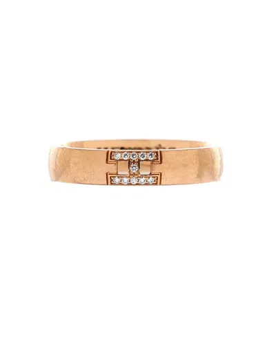 Pre-owned Pre-owned Hermes  Hermes Ever Herakles Wedding Band Ring 18k Rose Gold With Diamonds