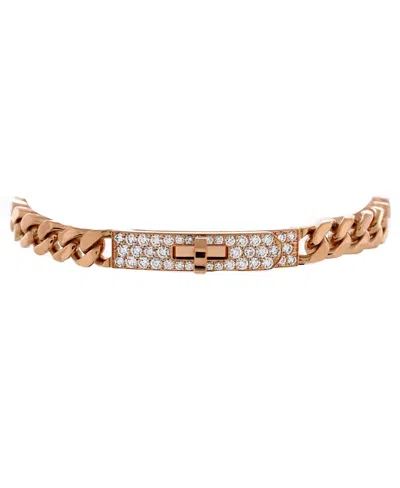 Pre-owned Pre-owned Hermes  Hermes Extra Small Kelly Gourmette Bracelet 18k Rose Gold And Pave Diamonds