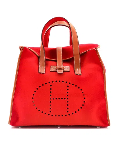 Pre-owned Pre-owned Hermes  Hermes Feu2dou Tote Wool And Leather