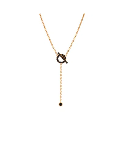 Pre-owned Pre-owned Hermes  Hermes Finesse Lariat Pendant Necklace 18k Rose Gold And Black Spinels