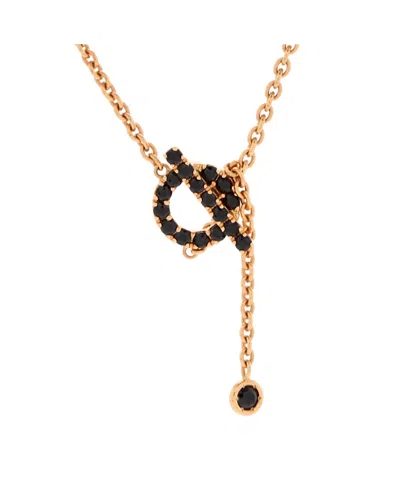 Pre-owned Pre-owned Hermes  Hermes Finesse Lariat Pendant Necklace 18k Rose Gold And Black Spinels