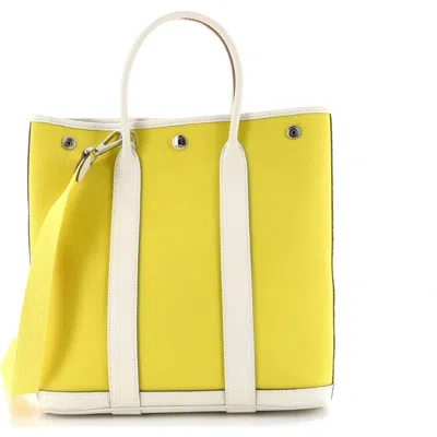Pre-owned Hermes  Hermes Garden File Tote Toile And Leather 28 In Multi