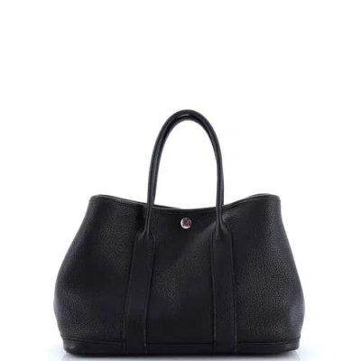 Pre-owned Hermes  Hermes Garden Party Tote Leather 30 In Black