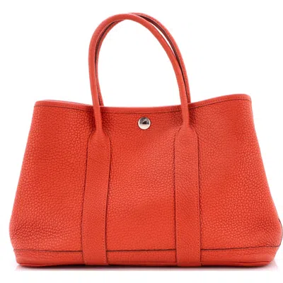 Pre-owned Hermes  Hermes Garden Party Tote Leather 30 In Red