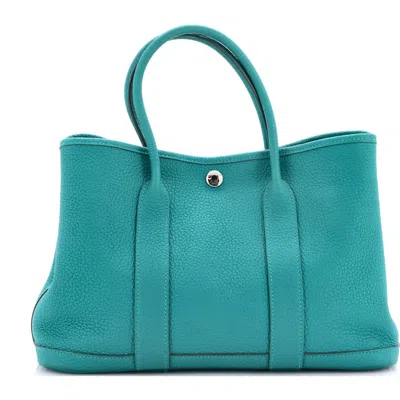 Pre-owned Hermes  Hermes Garden Party Tote Leather 30 In Green