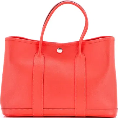 Pre-owned Hermes  Hermes Garden Party Tote Leather 30 In Red
