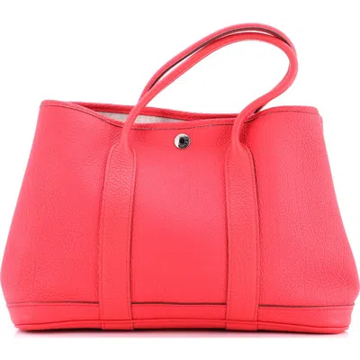 Pre-owned Hermes  Hermes Garden Party Tote Leather 30 In Red