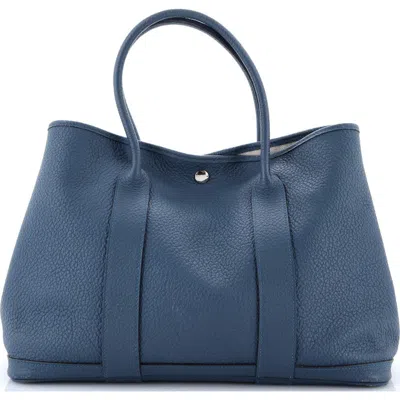 Pre-owned Hermes  Hermes Garden Party Tote Leather 36 In Blue