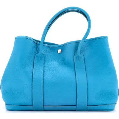 Pre-owned Hermes  Hermes Garden Party Tote Leather 36 In Blue
