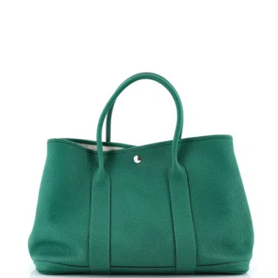 Pre-owned Hermes  Hermes Garden Party Tote Leather 36 In Green