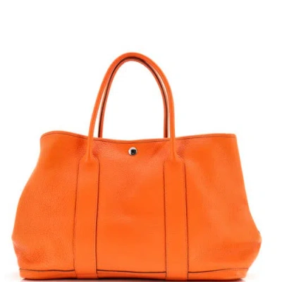 Pre-owned Hermes  Hermes Garden Party Tote Leather 36 In Orange