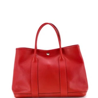 Pre-owned Hermes  Hermes Garden Party Tote Leather 36 In Red