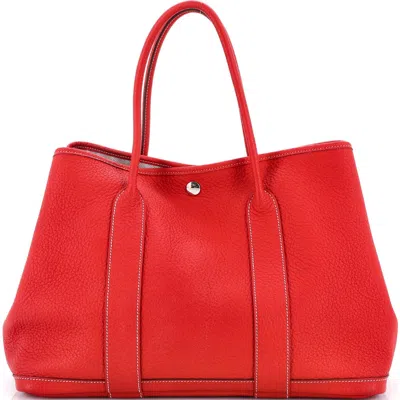 Pre-owned Hermes  Hermes Garden Party Tote Leather 36 In Red