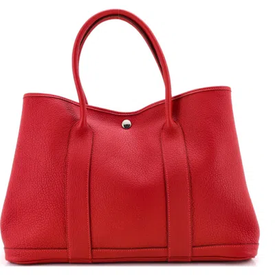 Pre-owned Hermes  Hermes Garden Party Tote Leather 36 In Red