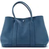 Pre-owned Hermes  Hermes Garden Party Tote Leather With Printed Interior 36 In Blue