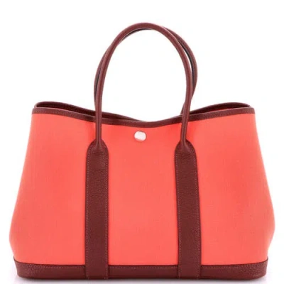 Pre-owned Hermes  Hermes Garden Party Tote Toile And Leather 30