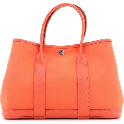 Pre-owned Hermes  Hermes Garden Party Tote Toile And Leather 30 In Orange