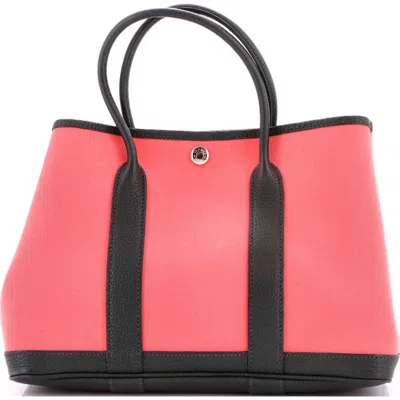 Pre-owned Hermes  Hermes Garden Party Tote Toile And Leather 30 In Pink