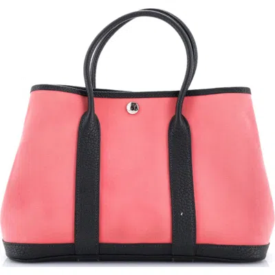 Pre-owned Hermes  Hermes Garden Party Tote Toile And Leather 30 In Pink