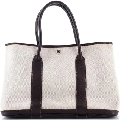 Pre-owned Hermes  Hermes Garden Party Tote Toile And Leather 36