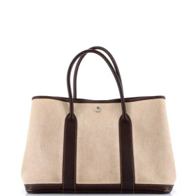 Pre-owned Hermes  Hermes Garden Party Tote Toile And Leather 36