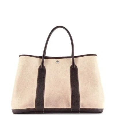 Pre-owned Hermes  Hermes Garden Party Tote Toile And Leather 36