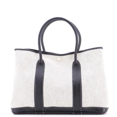 Pre-owned Hermes  Hermes Garden Party Tote Toile And Leather 36 In Black