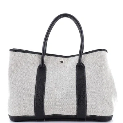 Pre-owned Hermes  Hermes Garden Party Tote Toile And Leather 36 In Black