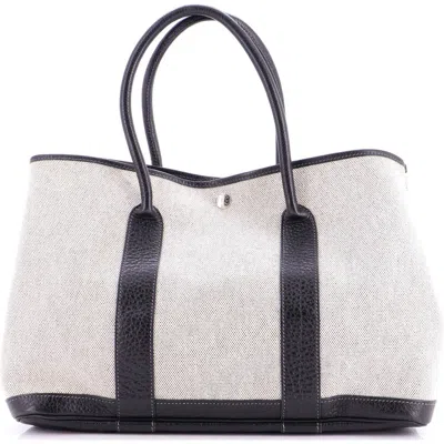 Pre-owned Hermes  Hermes Garden Party Tote Toile And Leather 36 In Black