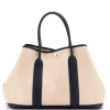 Pre-owned Hermes  Hermes Garden Party Tote Toile And Leather 36 In White