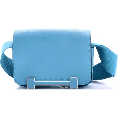 Pre-owned Hermes  Hermes Geta Bag Chevre Mysore In Blue