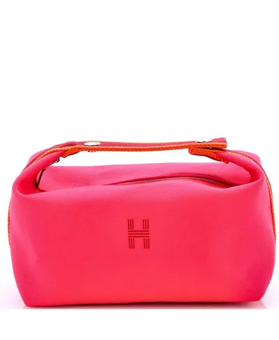 Pre-owned Pre-owned Hermes  Hermes Gm Bride-a-brac Travel Case Toile In Pink