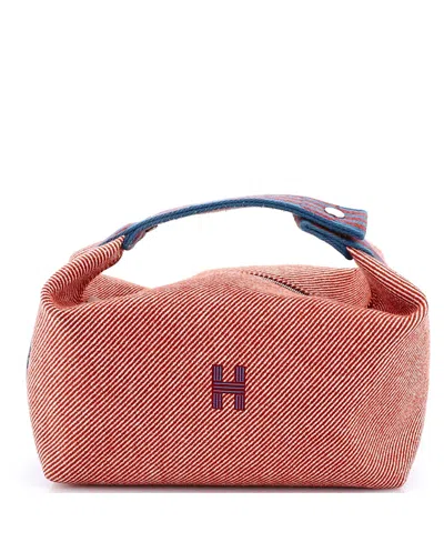 Pre-owned Pre-owned Hermes  Hermes Gm Bride-a-brac Travel Case Wool In Orange
