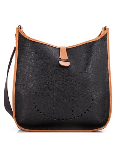 Pre-owned Pre-owned Hermes  Hermes Gm Evelyne Bag Gen I Ardennes In Black/ Brown