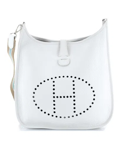 Pre-owned Pre-owned Hermes  Hermes Gm Evelyne Bag Gen I Clemence In White