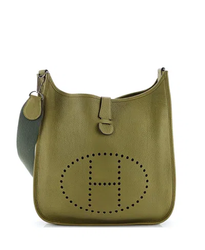 Pre-owned Pre-owned Hermes  Hermes Gm Evelyne Bag Gen Ii Clemence In Green