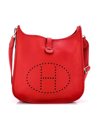 Pre-owned Pre-owned Hermes  Hermes Gm Evelyne Bag Gen Iii Clemence In Red